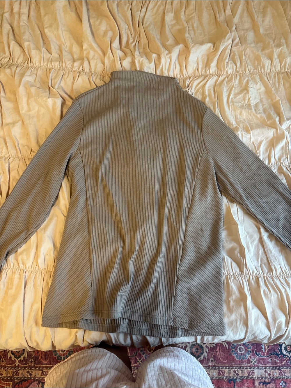 Tag Ribbed Open Cardigan in Taupe